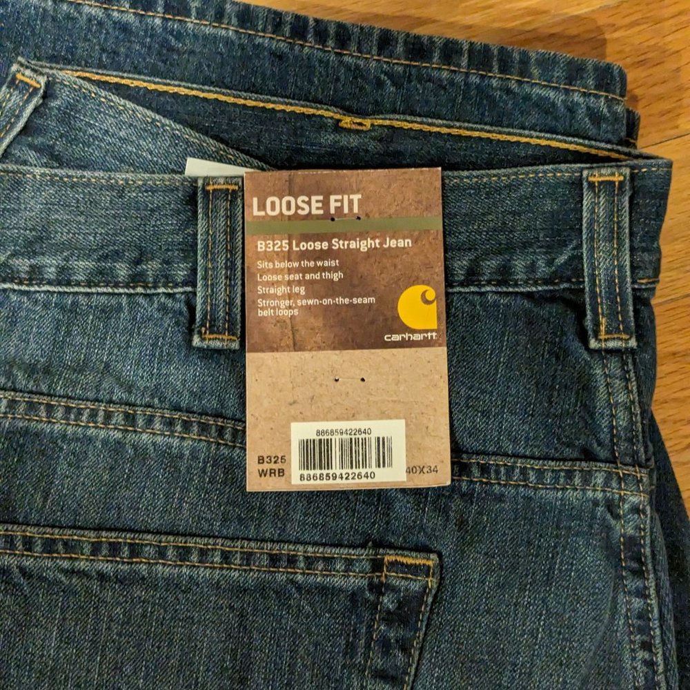 2 PAIR NWT CARHARTT Men's B325 Loose Straight Leg Jean 40 x 34